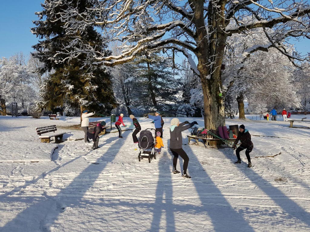 Training im Winter im Park